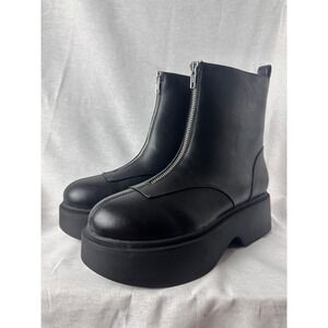 Wild Fable Honor Black Front Zip Platform Ankle Boots Womens 8.5 Memory Foam NEW